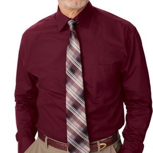 Pronto Uomo Mens Shirt Size 16.5 Burgundy 32/33 Long Sleeves Non Iron Cotton